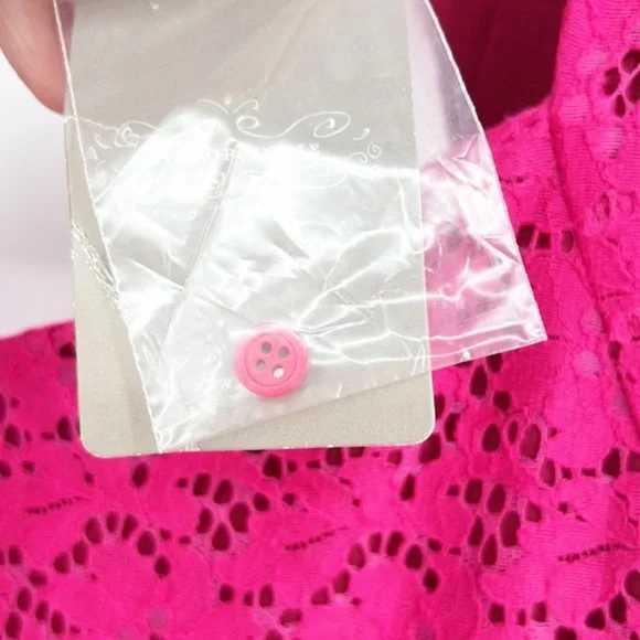 Anthropologie Deletta Silverfield Pink Sweetheart Lace Cutout Dress Size Medium - Picture 7 of 13